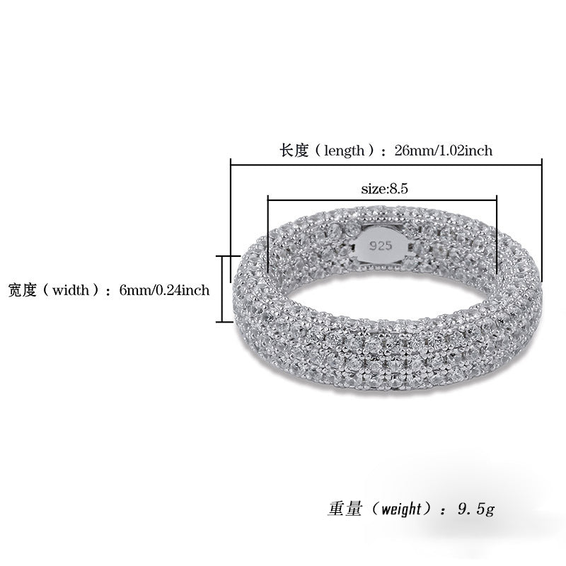 S925 Sterling Silver Micro Insert Zircon Ring Silver Ornaments Jewelry