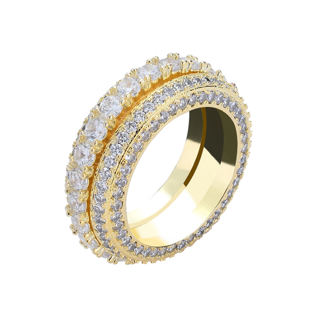 5A Zircon Ring Rotatable Hip Hop Ring Men Wedding Gift Jewelry