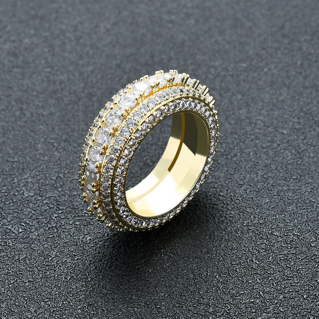 5A Zircon Ring Rotatable Hip Hop Ring Men Wedding Gift Jewelry