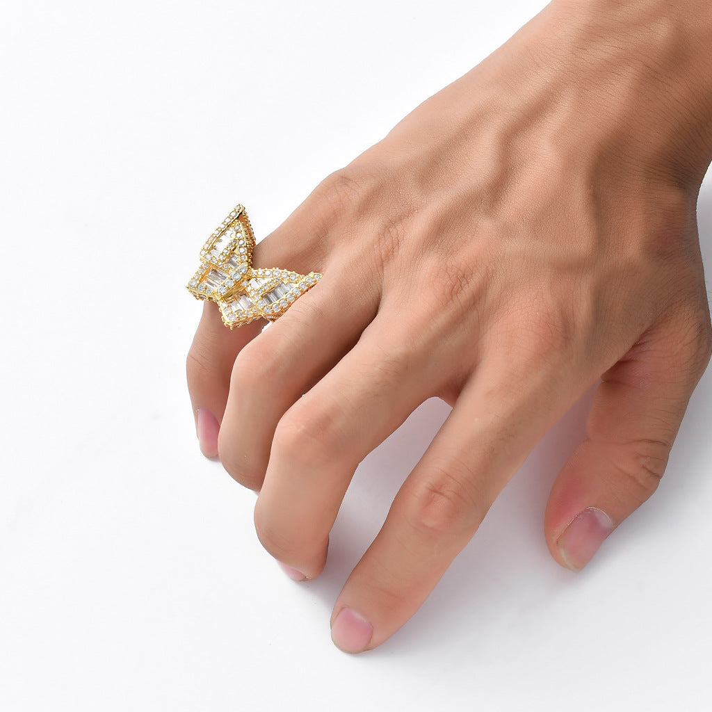 Baguette Zircon Butterfly Ring Unisex Jewelry For Women