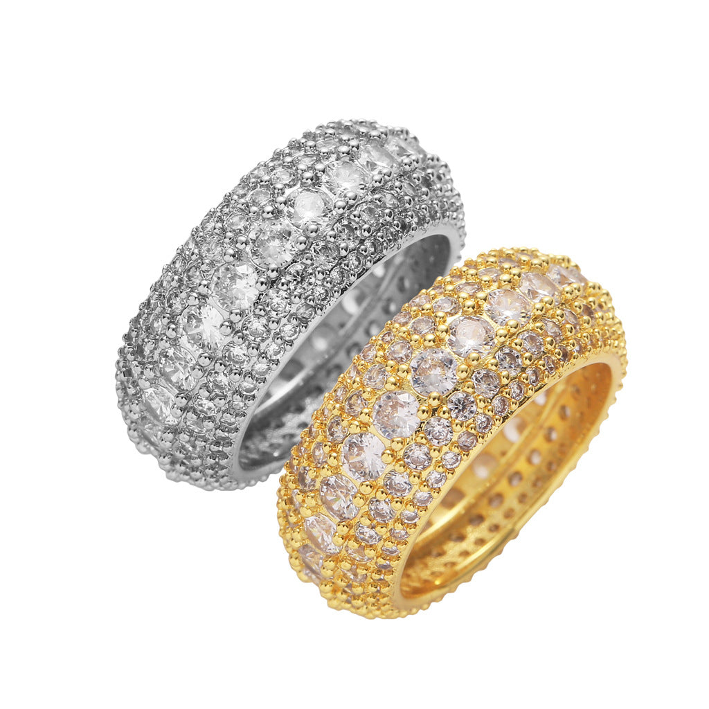 Luxury 5 Row Diamond Ring Cubic Zirconia Wedding Rings Jewelry