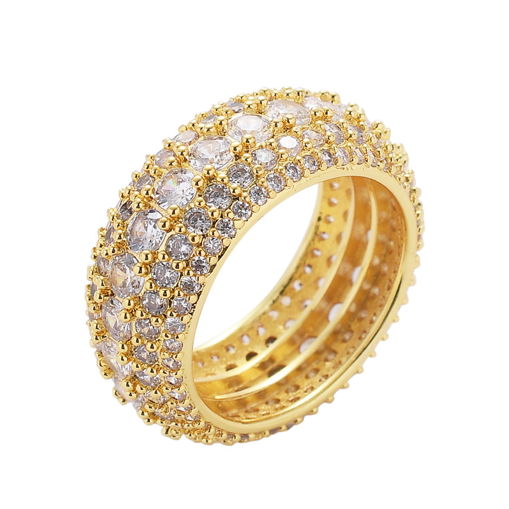 Luxury 5 Row Diamond Ring Cubic Zirconia Wedding Rings Jewelry