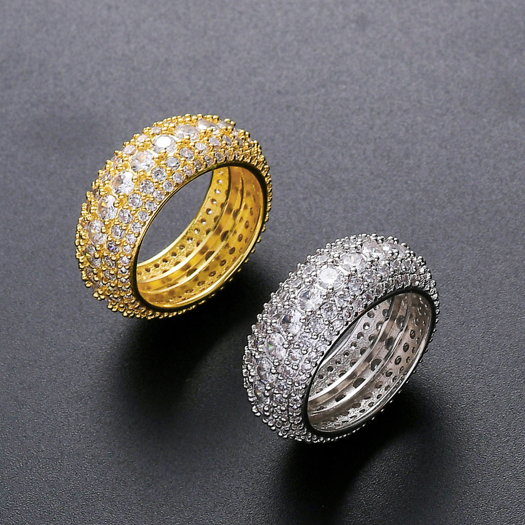 Luxury 5 Row Diamond Ring Cubic Zirconia Wedding Rings Jewelry