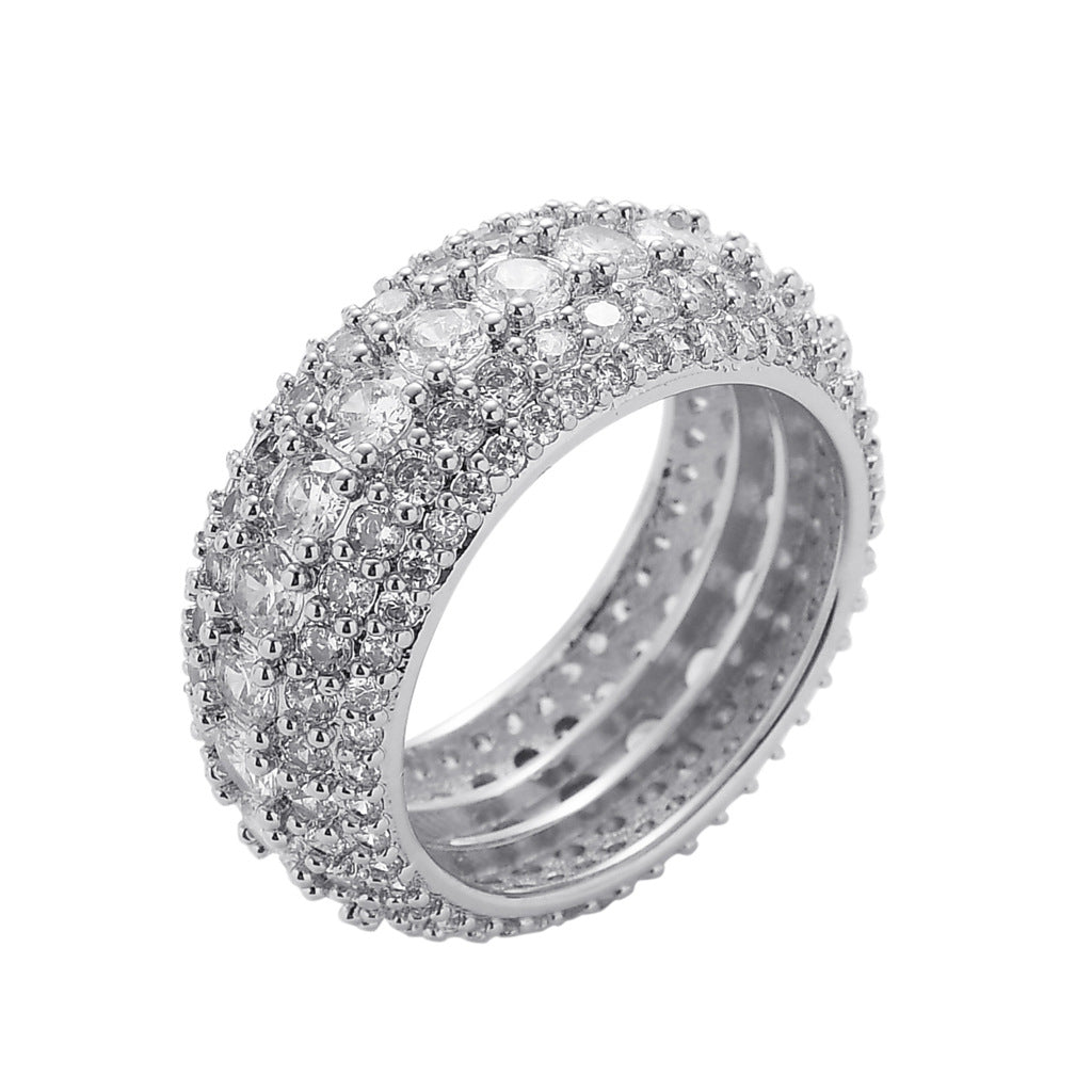 Luxury 5 Row Diamond Ring Cubic Zirconia Wedding Rings Jewelry