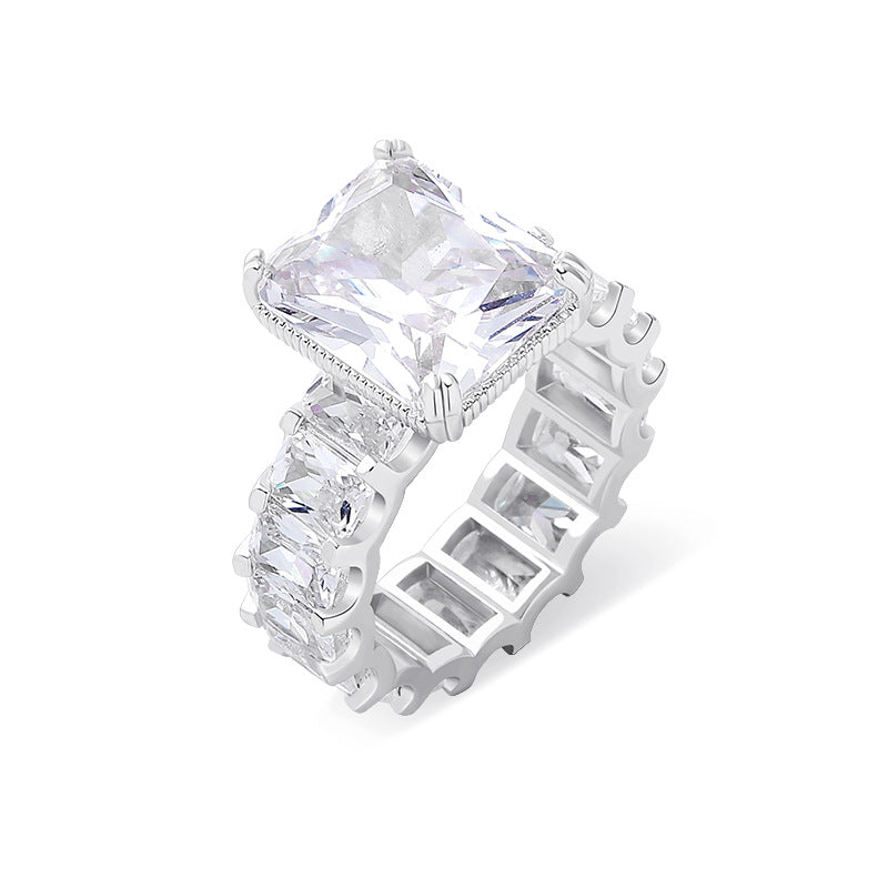 Square Gold Plated Circle AAA+ CZ Stone Copper Cubic Zircon Ring For Women Jewelry