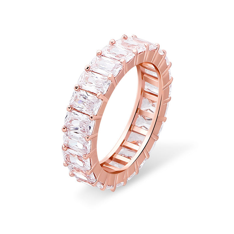 Fashion Ring Narrow Square Zircon Ring For Women Men Exquisite Gifts Jewelry