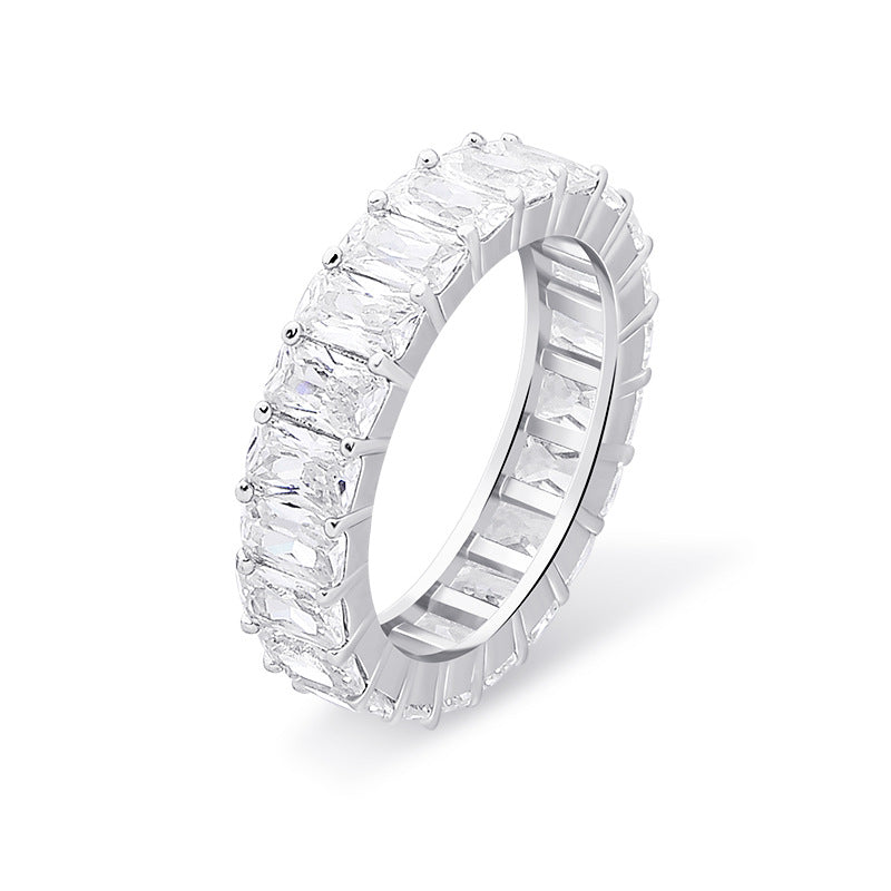 Fashion Ring Narrow Square Zircon Ring For Women Men Exquisite Gifts Jewelry