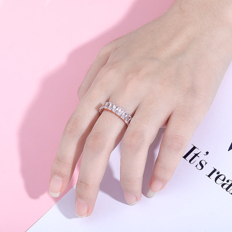Fashion Ring Narrow Square Zircon Ring For Women Men Exquisite Gifts Jewelry