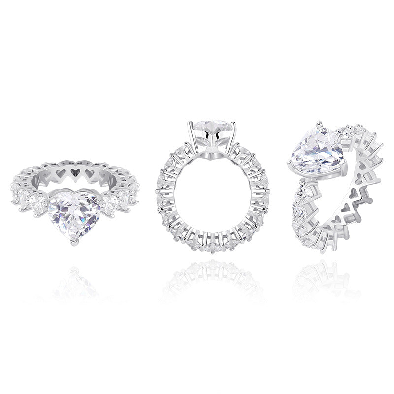 New Design Fashion Heart Ring Zircon Hip Hop Ring For Men Women