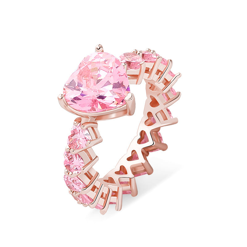New Design Fashion Heart Ring Zircon Hip Hop Ring For Men Women