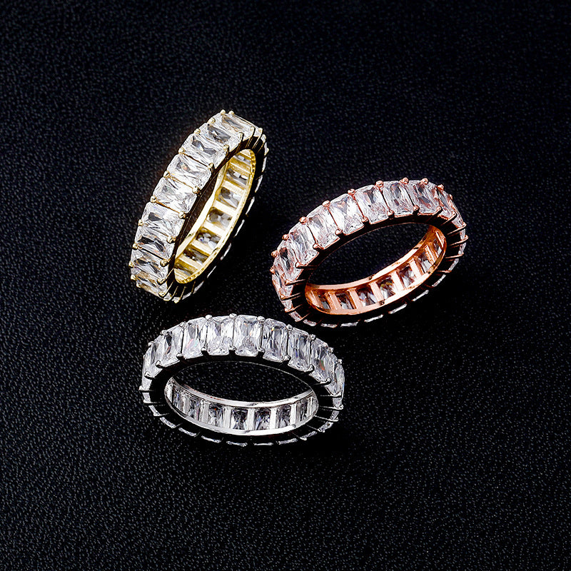 Fashion Ring Narrow Square Zircon Ring For Women Men Exquisite Gifts Jewelry