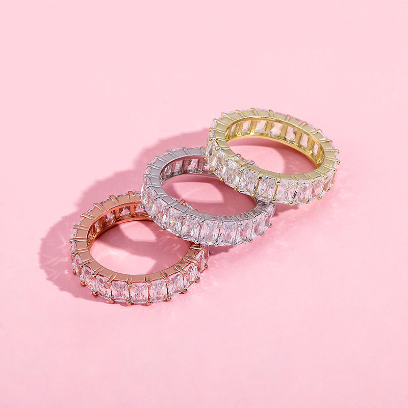 Fashion Ring Narrow Square Zircon Ring For Women Men Exquisite Gifts Jewelry
