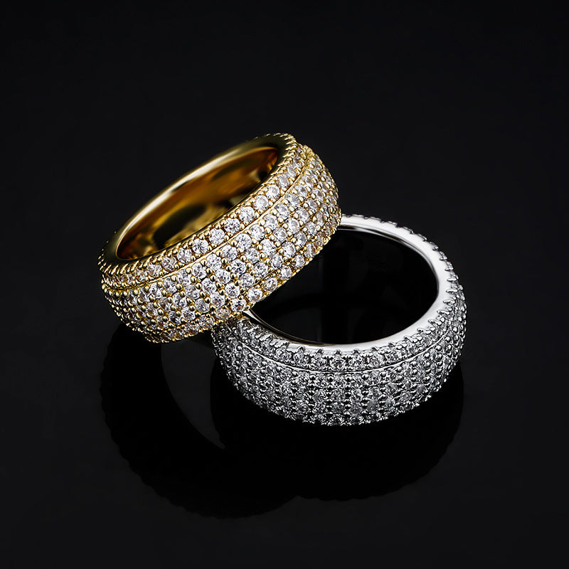 Brass Zircon With 18K Real Gold Plated Hip Hip Rings Stock Fine Jewelry