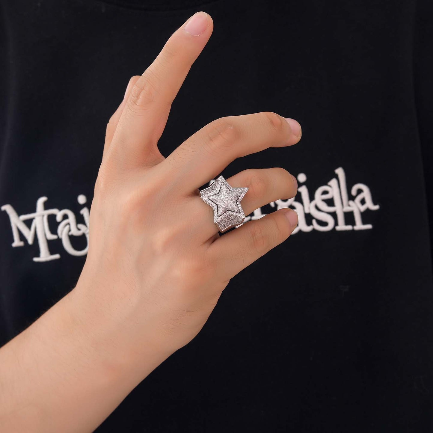 Inlaid Full Zircon Three-Dimensional Star Ring Jewelry