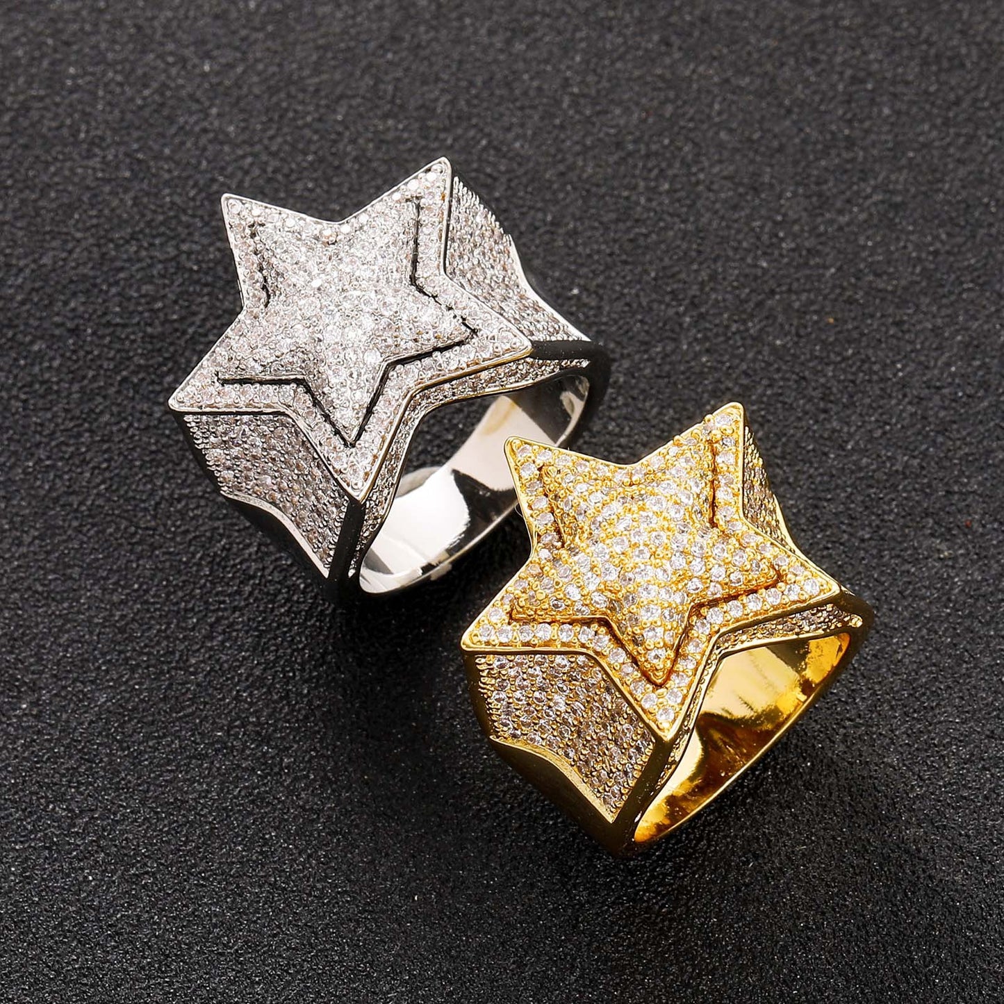 Inlaid Full Zircon Three-Dimensional Star Ring Jewelry