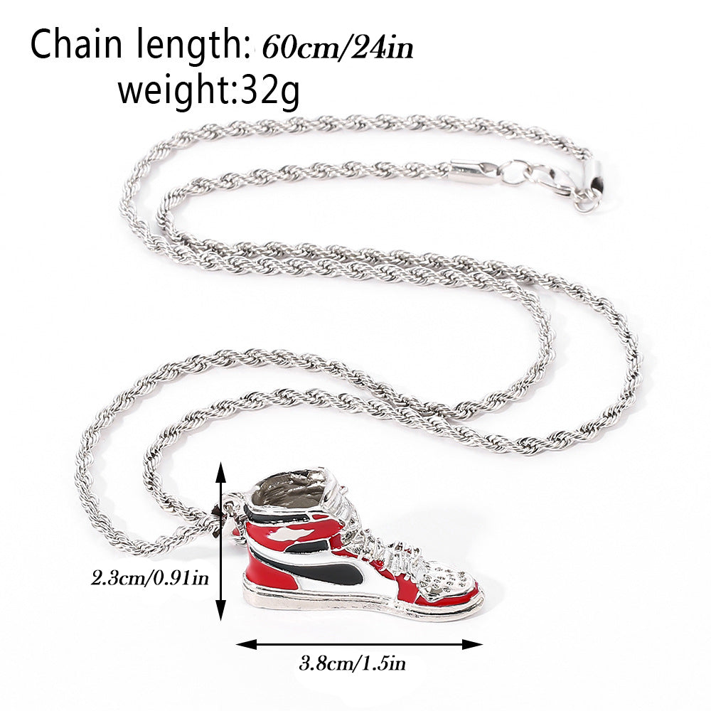 Four Colors Ball Shoes Fashion Personality Hip Hop Cool Handsome Creative Pendant Necklace Jewelry