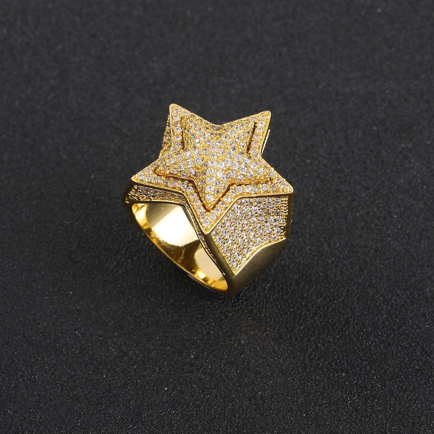 Inlaid Full Zircon Three-Dimensional Star Ring Jewelry