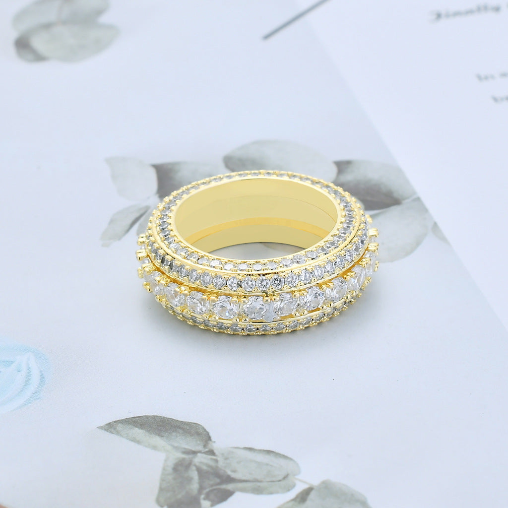 5A Zircon Ring Rotatable Hip Hop Ring Men Wedding Gift Jewelry