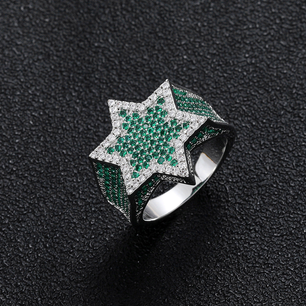 Five-Pointed Star Shaped Micro Pave 3A Cubic Zircon CZ Stone Rings Jewelry