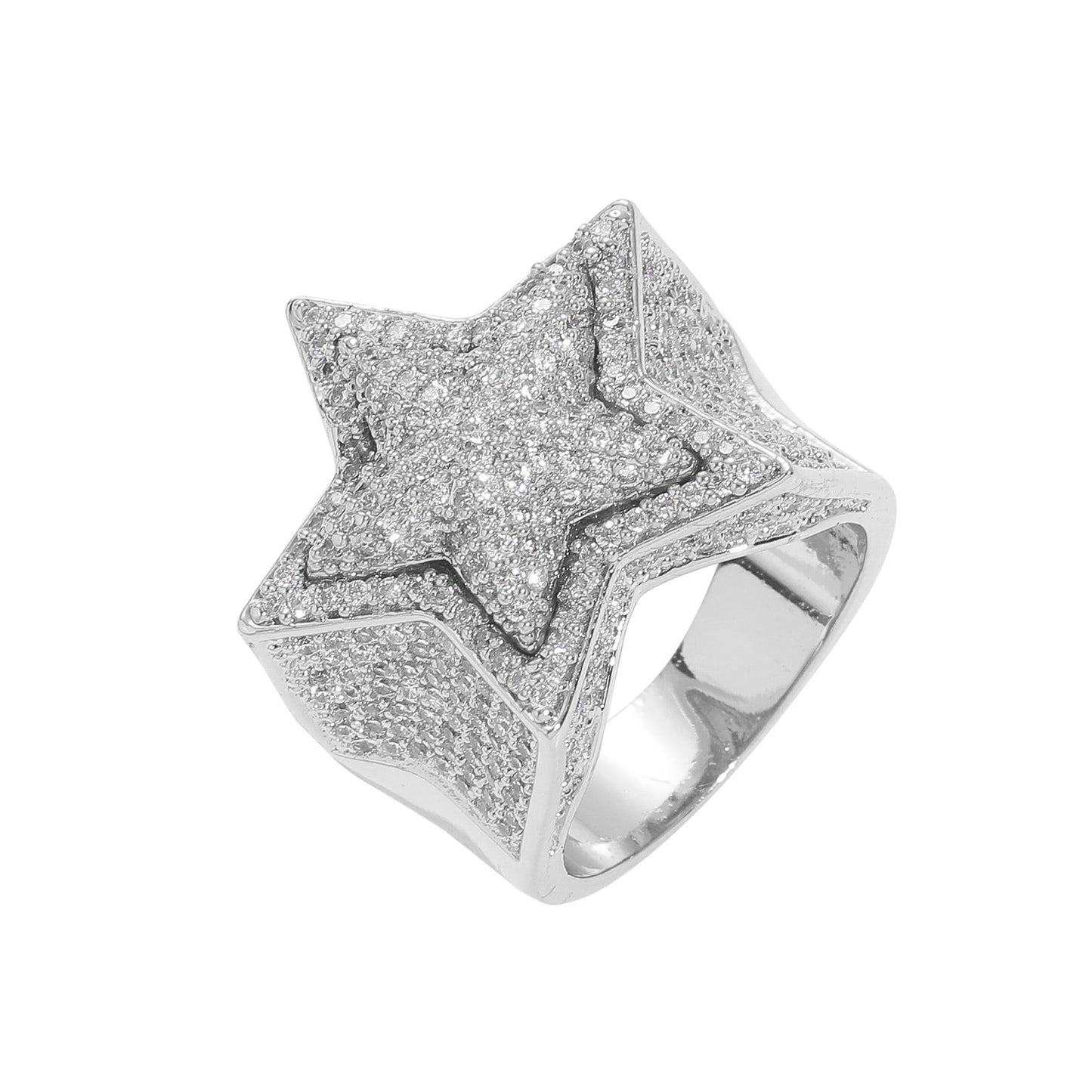Inlaid Full Zircon Three-Dimensional Star Ring Jewelry