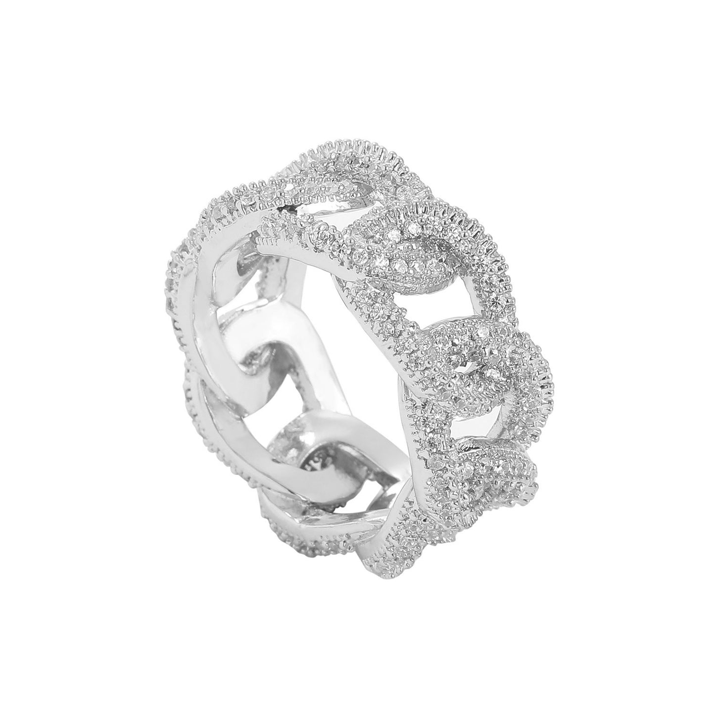 Fashion Classic CZ Cuban Prong Charm Ring Jewelry
