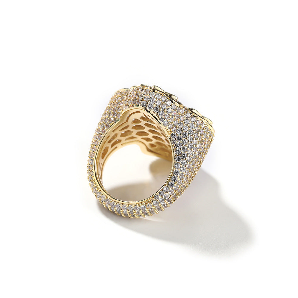 18k Gold Plated Iced Out Ring Boys Girls Zircon Fashion Christian Rings