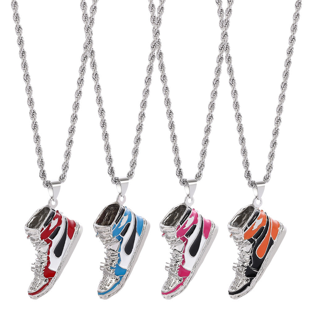 Four Colors Ball Shoes Fashion Personality Hip Hop Cool Handsome Creative Pendant Necklace Jewelry