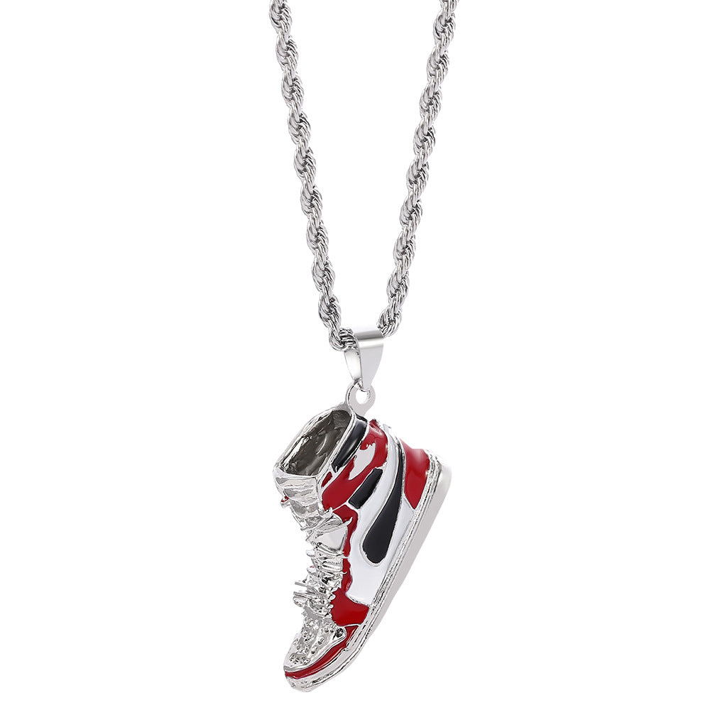 Four Colors Ball Shoes Fashion Personality Hip Hop Cool Handsome Creative Pendant Necklace Jewelry