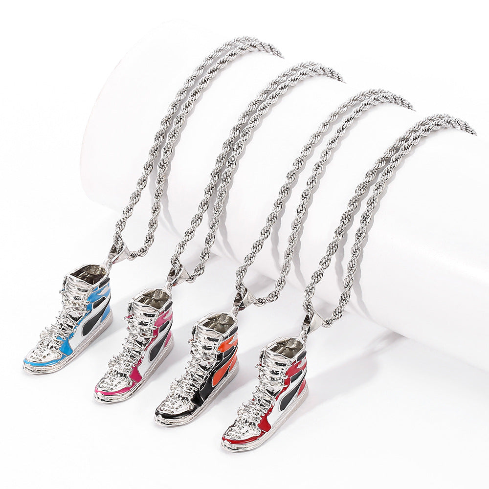 Four Colors Ball Shoes Fashion Personality Hip Hop Cool Handsome Creative Pendant Necklace Jewelry