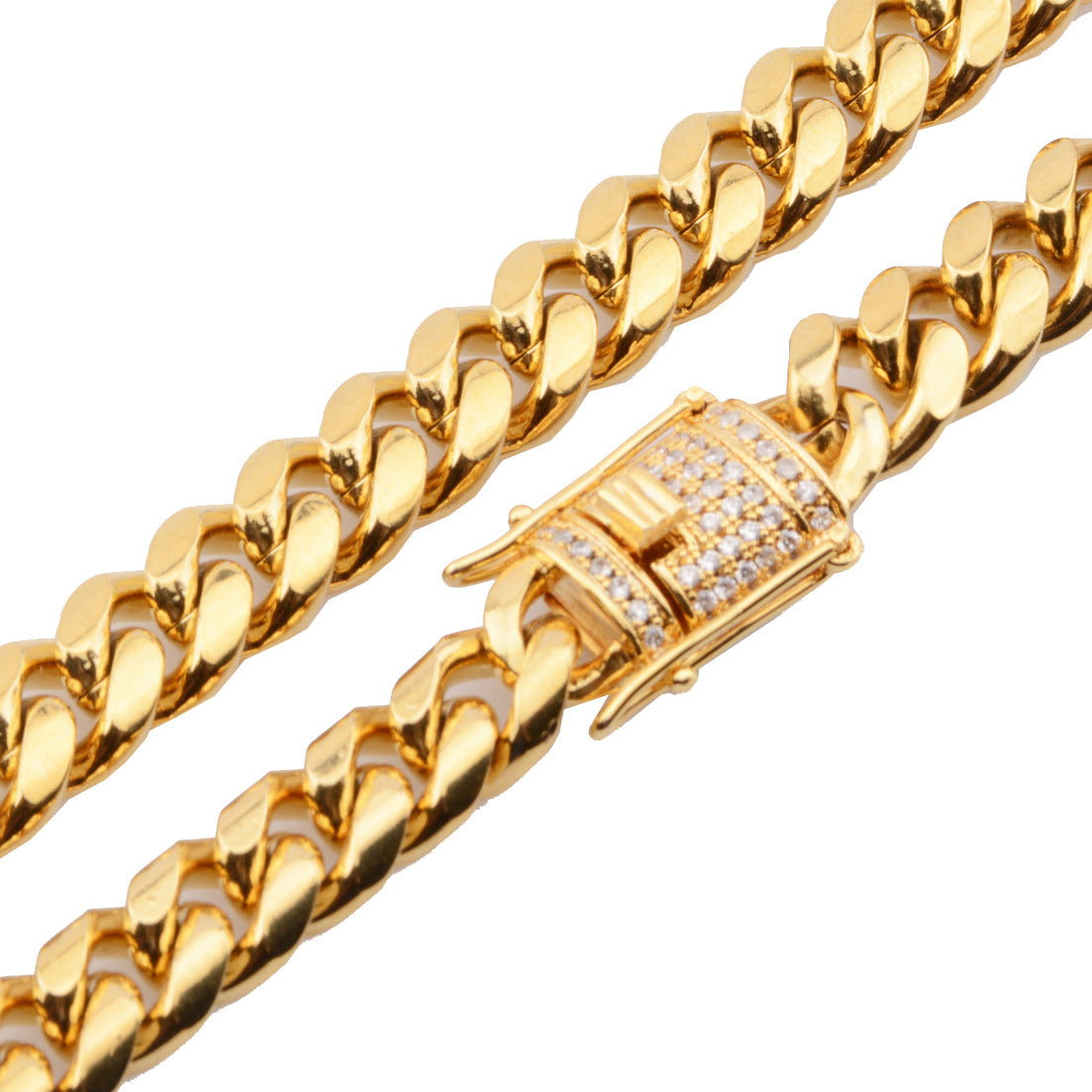 6-18mm Titanium Steel Stainless Steel Cuban Chain Micro Zircon Necklace