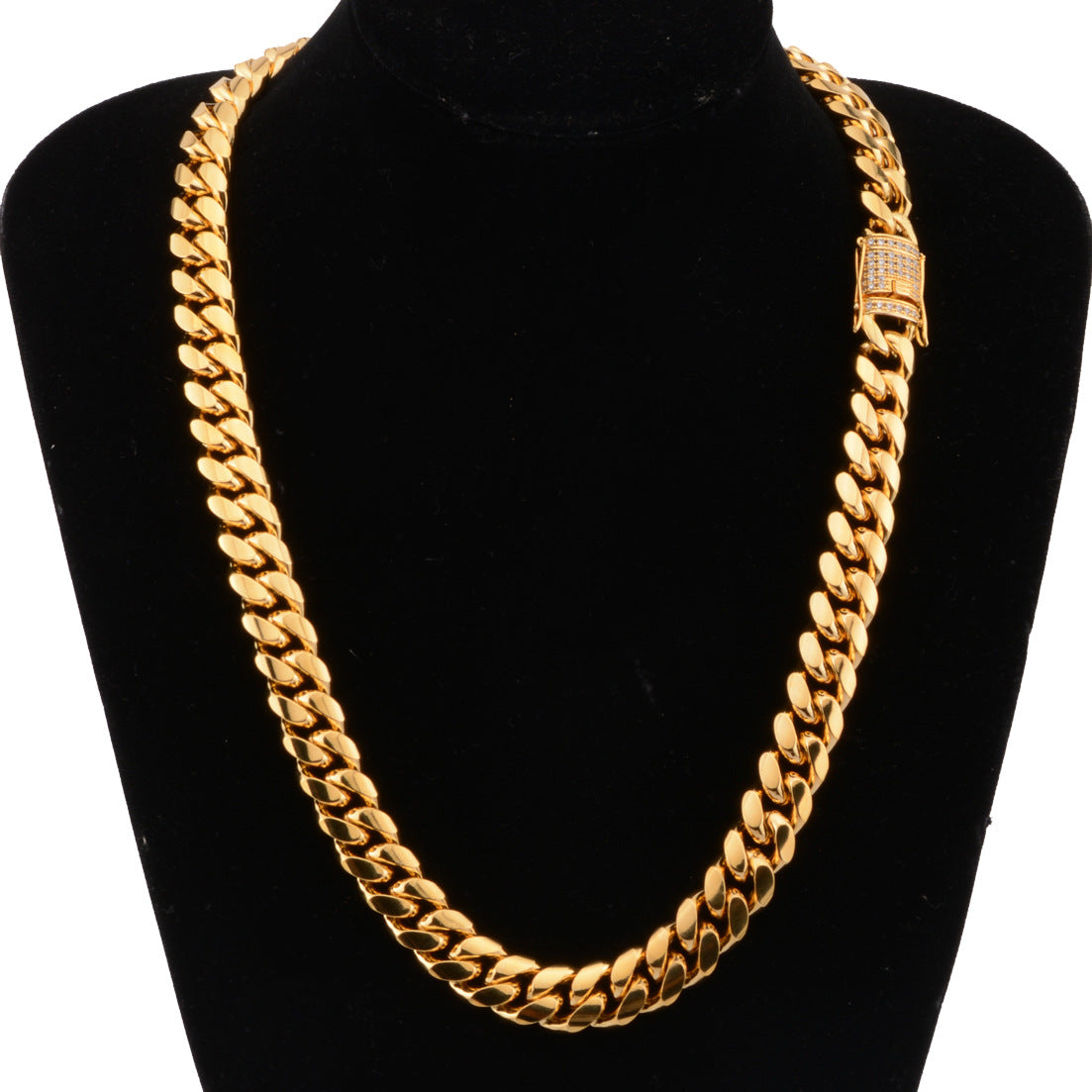 6-18mm Titanium Steel Stainless Steel Cuban Chain Micro Zircon Necklace
