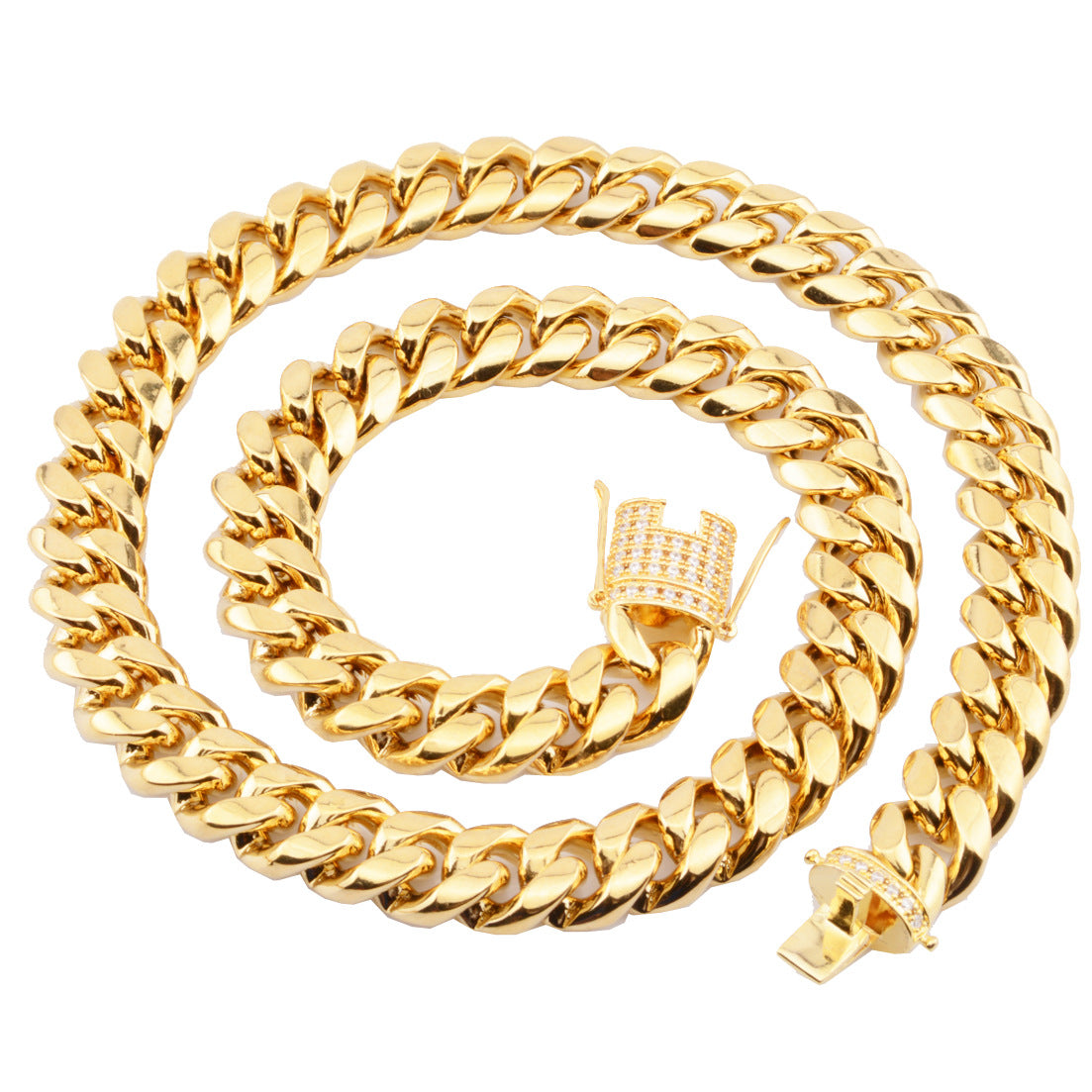 6-18mm Titanium Steel Stainless Steel Cuban Chain Micro Zircon Necklace