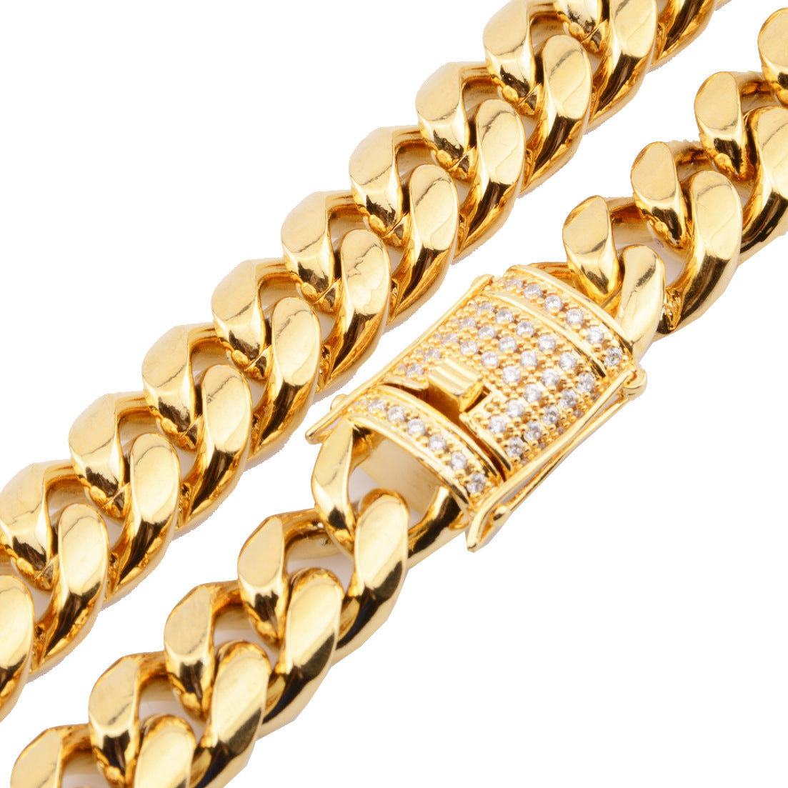 6-18mm Titanium Steel Stainless Steel Cuban Chain Micro Zircon Necklace