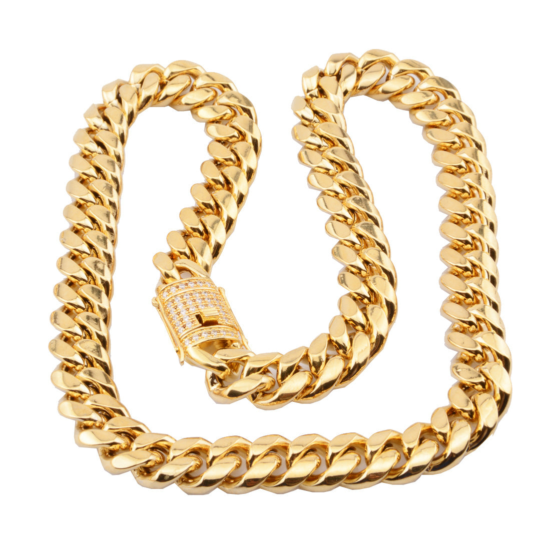 6-18mm Titanium Steel Stainless Steel Cuban Chain Micro Zircon Necklace