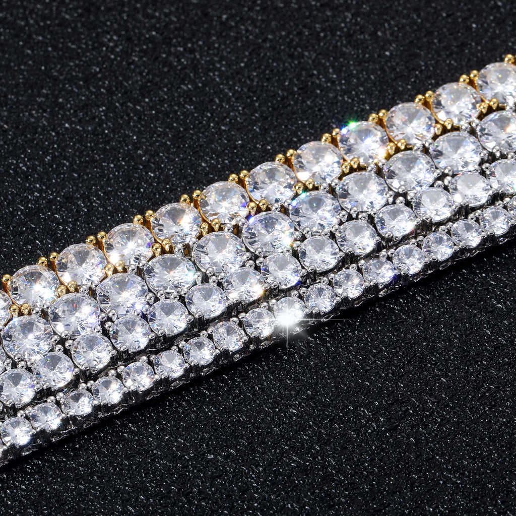 Classic 3mm/4mm/5mm Wide Spring Buckle Hip-Hop Brass CZ Tennis Linkl Chain A Row Zircon Hiphop Bracelet Jewelry