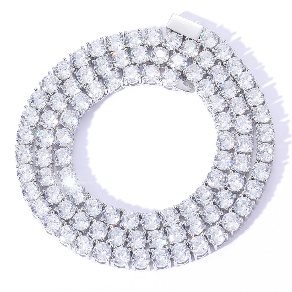 Classic 3mm/4mm/5mm Wide Spring Buckle Hip-Hop Tennis Chain Micro-Inlaid Single Row Zircon Hip-Hop Necklace