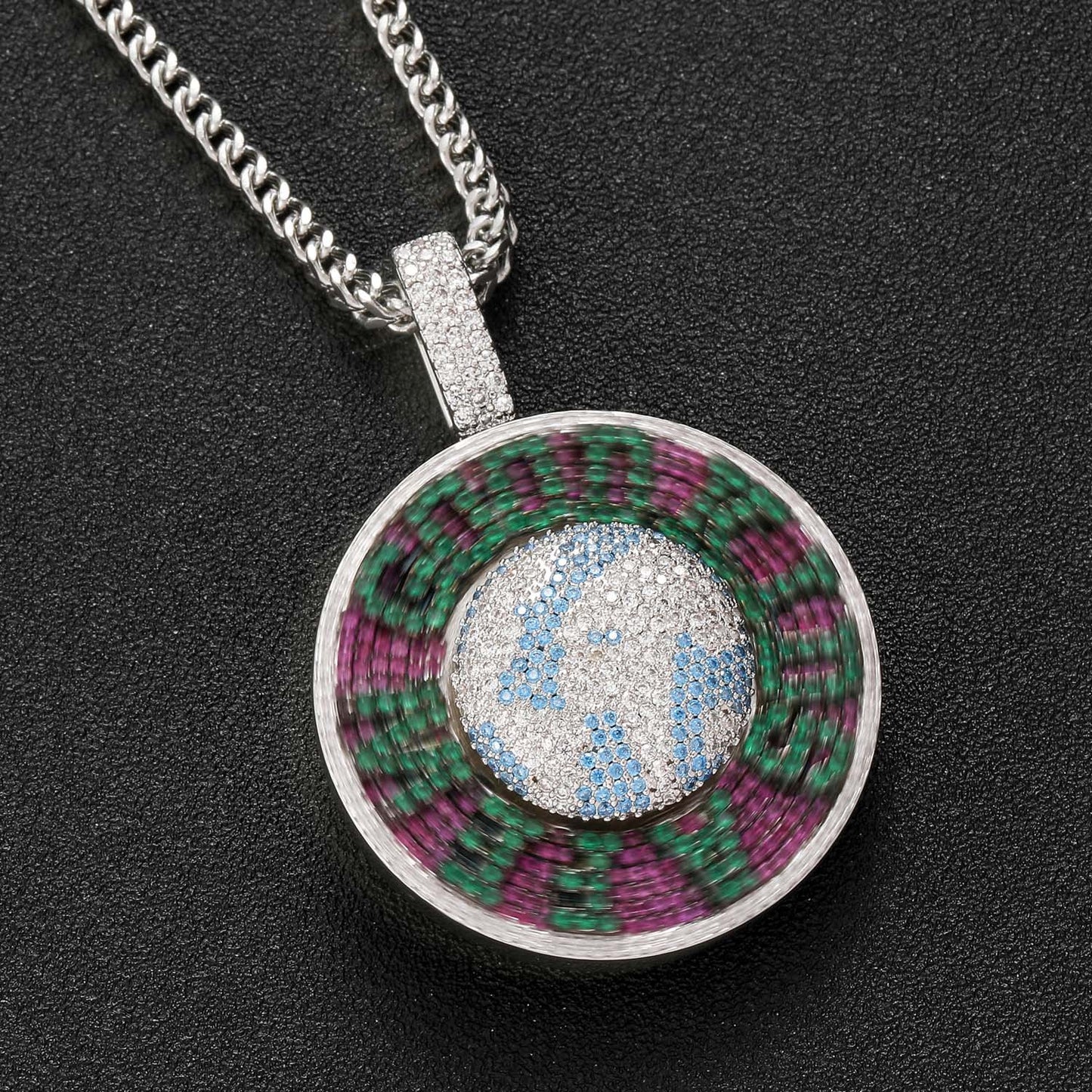 Hiphop Necklace Male AFGK Rotatable Earth Pendant Men Hip-hop Trendy Brand Hanging Jewelry
