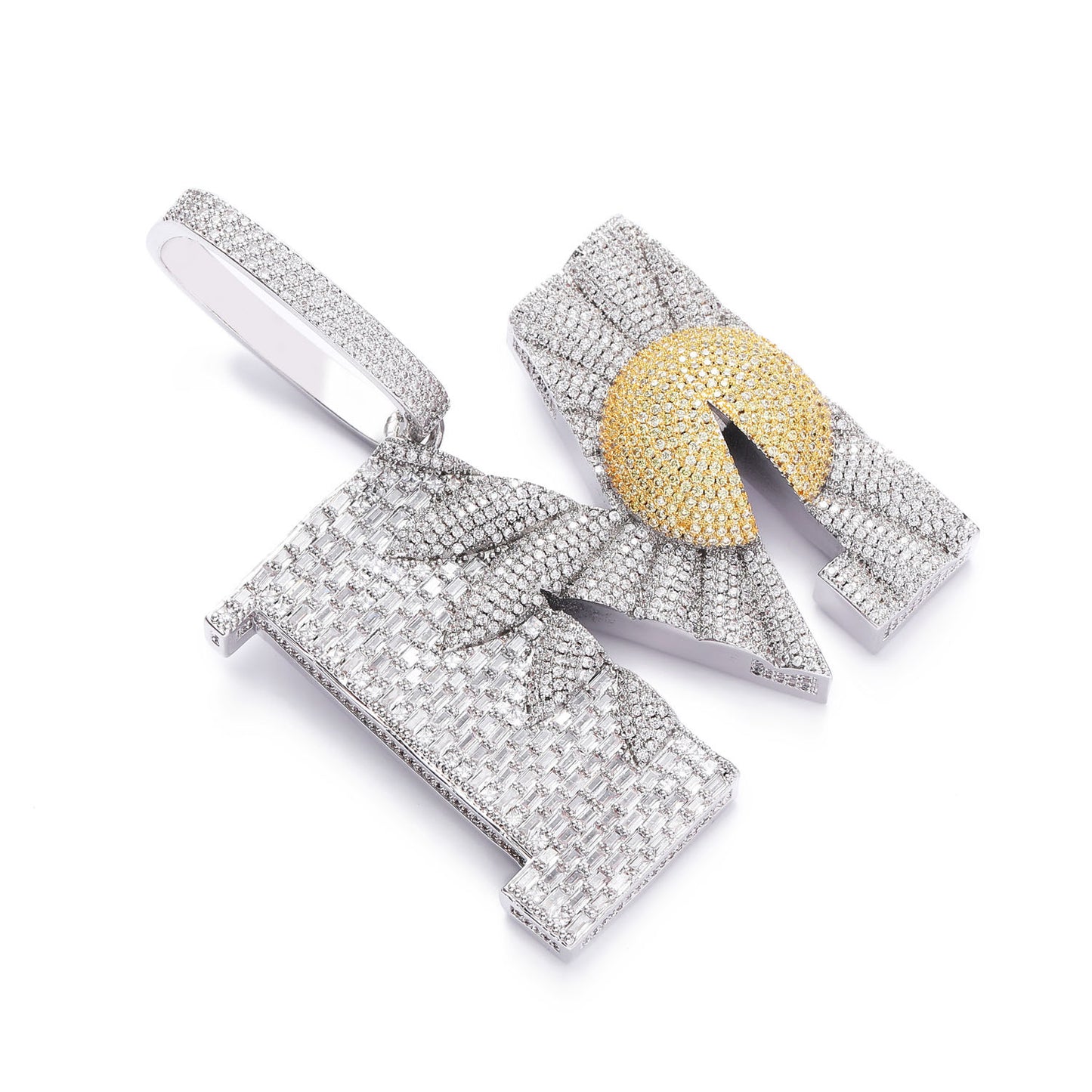 M Little Daisy Hip Hop Necklace Men Pendant T Cubic Zirconia Inlaid Personality Fashion Necklace Jewelry