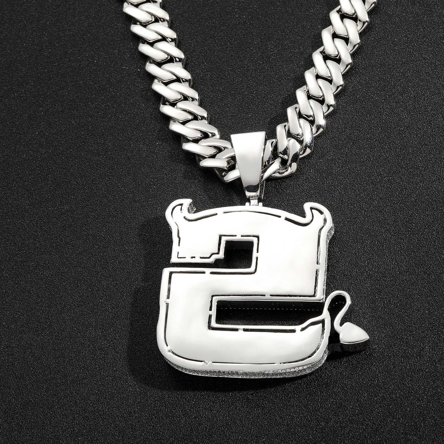 Ins European And American little Devil Pendant S Letter Hip-hop Pendant Necklace Full Zircon Personalized Jewelry