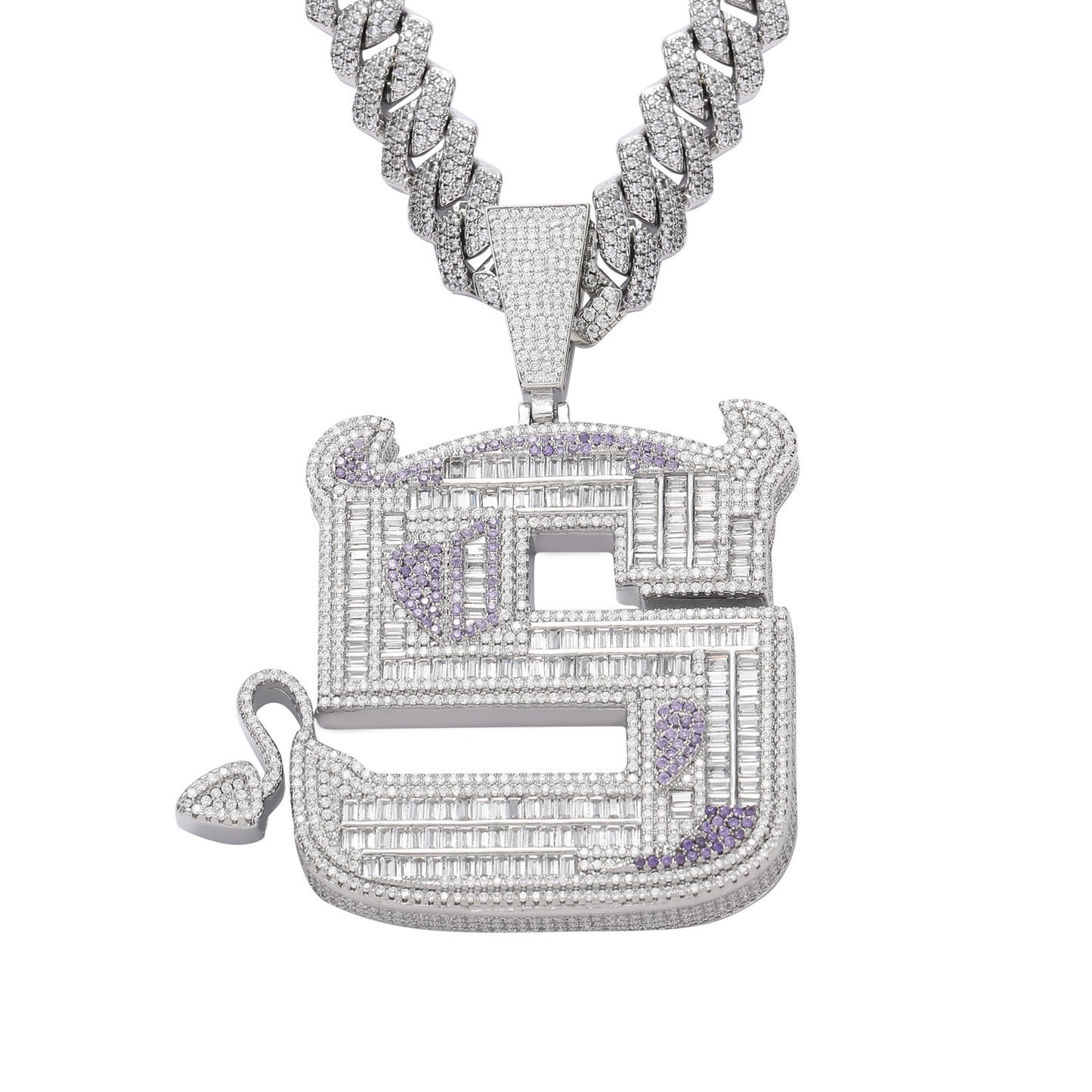 Ins European And American little Devil Pendant S Letter Hip-hop Pendant Necklace Full Zircon Personalized Jewelry
