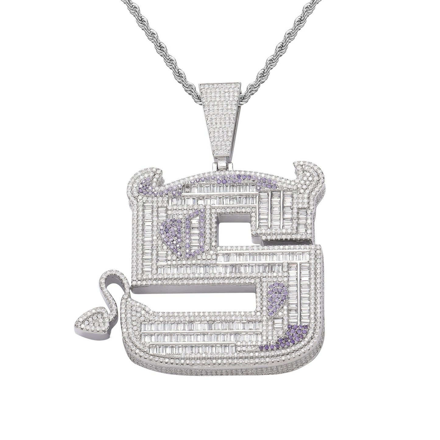 Ins European And American little Devil Pendant S Letter Hip-hop Pendant Necklace Full Zircon Personalized Jewelry