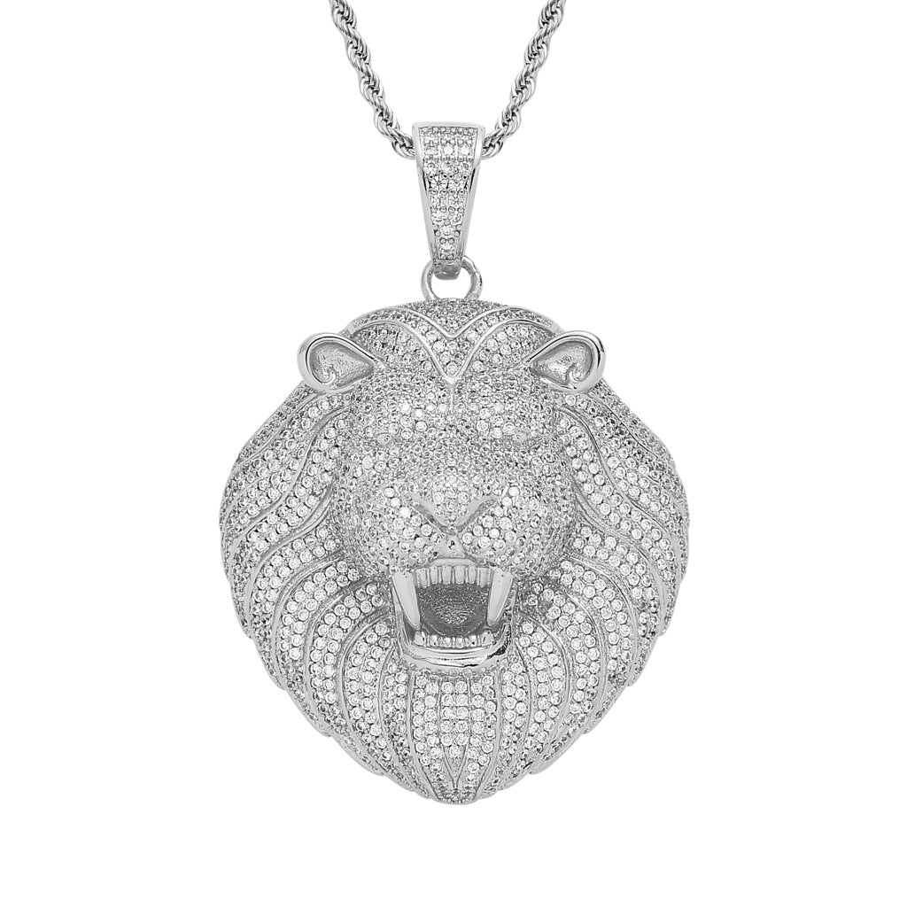 European And American Hip-hop Pendant Lion Head Pendant micro-inlaid Zircon Tide Brand Exaggerated Hiphop Necklace