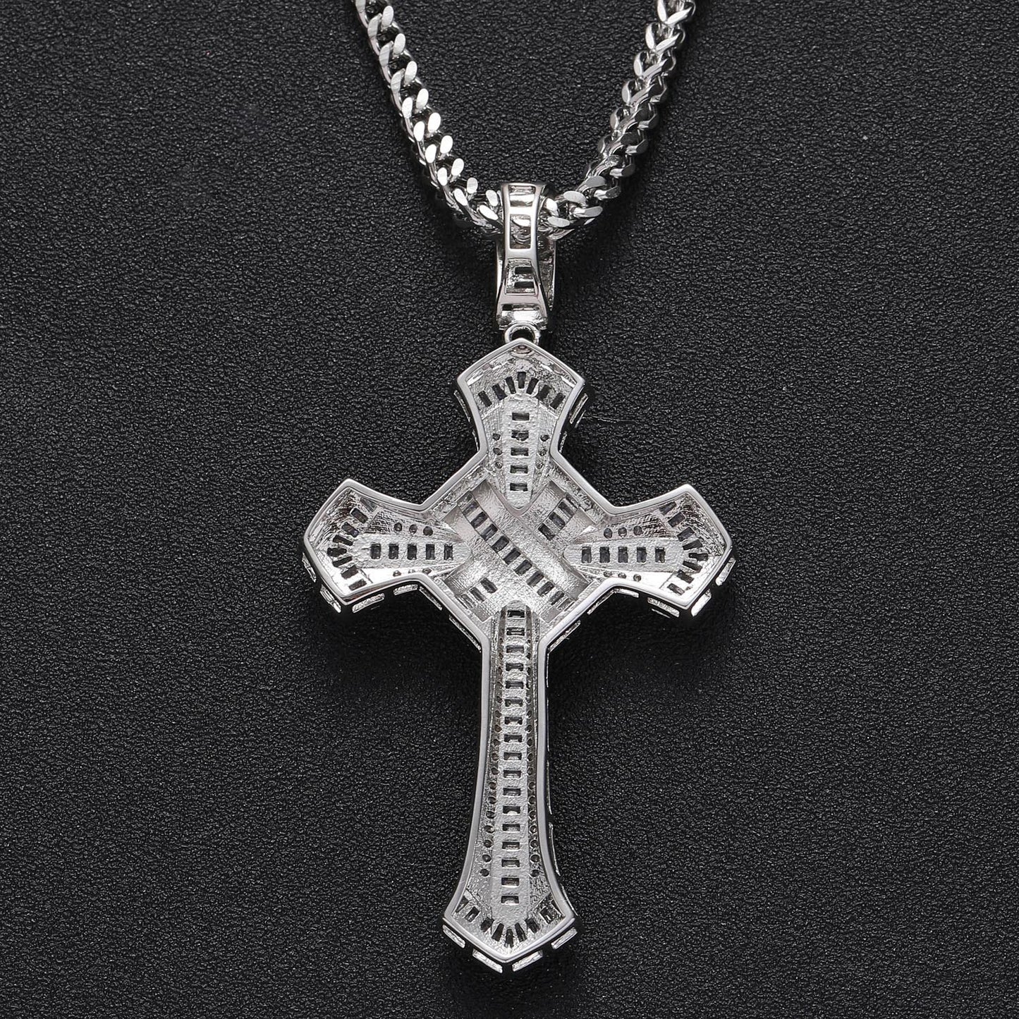 Hip Hop Cross Pendant Cubic Zirconia Personality Men Charm Pendant Necklace Jewelry
