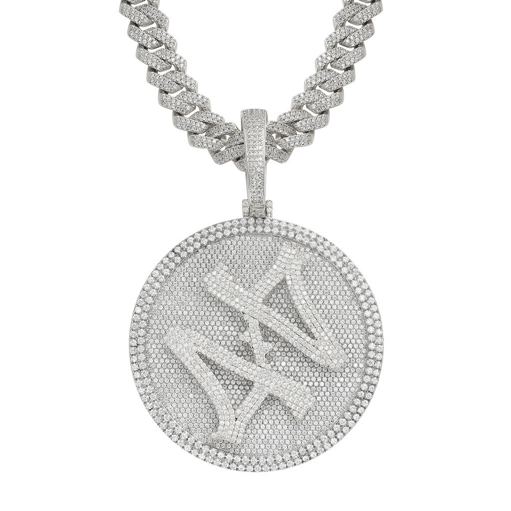 European American Necklace 44 Pendants Can Rotate Large Turntable Heavy Industry Micro-inlaid Zircon Solid Trendy Men Hip-hop Pendant Jewelry