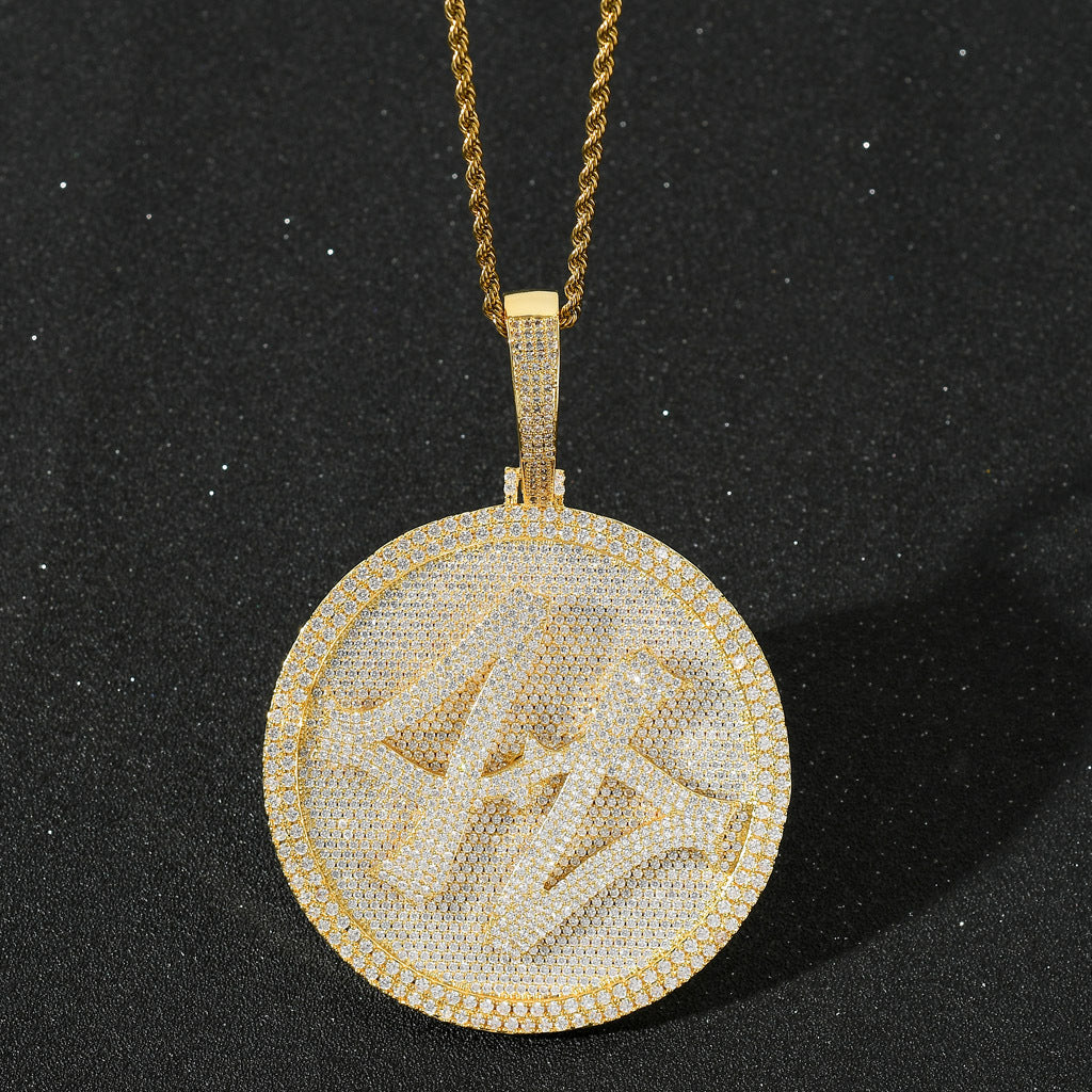 European American Necklace 44 Pendants Can Rotate Large Turntable Heavy Industry Micro-inlaid Zircon Solid Trendy Men Hip-hop Pendant Jewelry