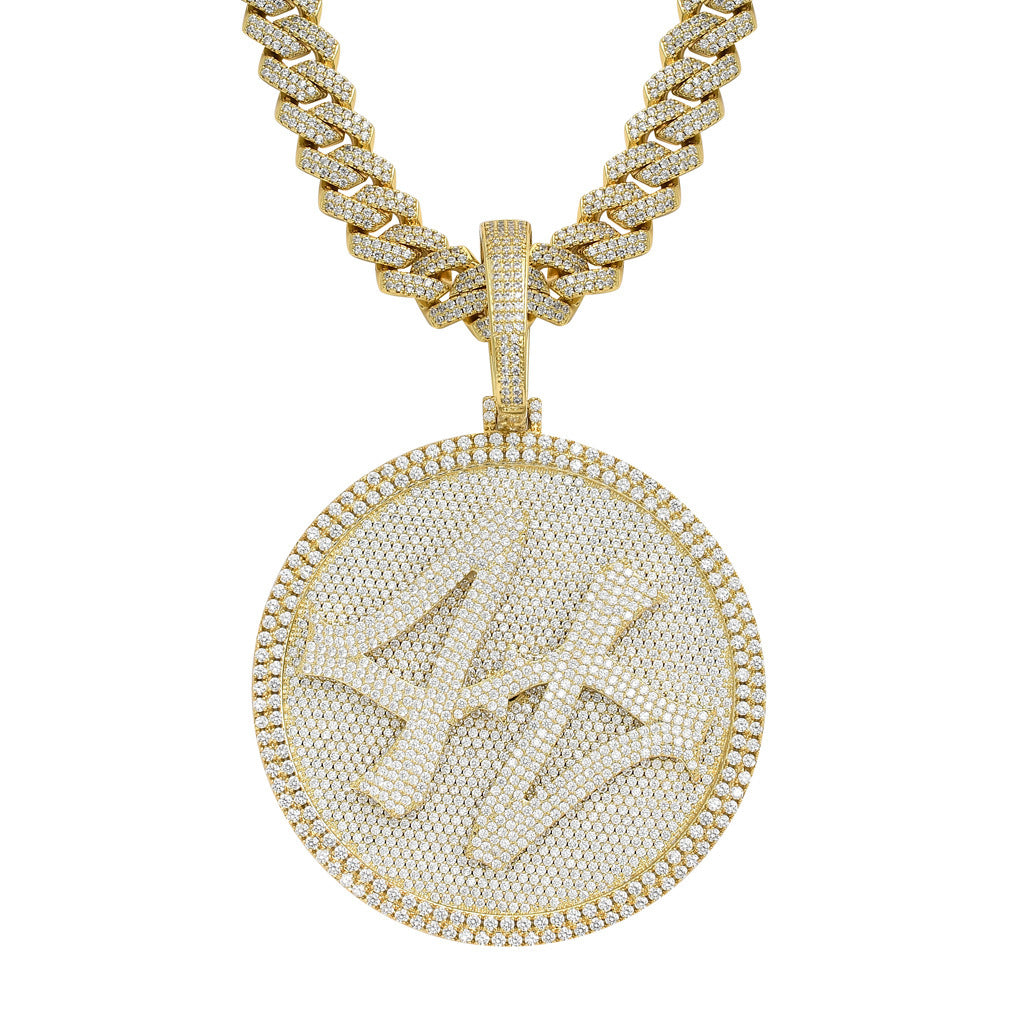 European American Necklace 44 Pendants Can Rotate Large Turntable Heavy Industry Micro-inlaid Zircon Solid Trendy Men Hip-hop Pendant Jewelry