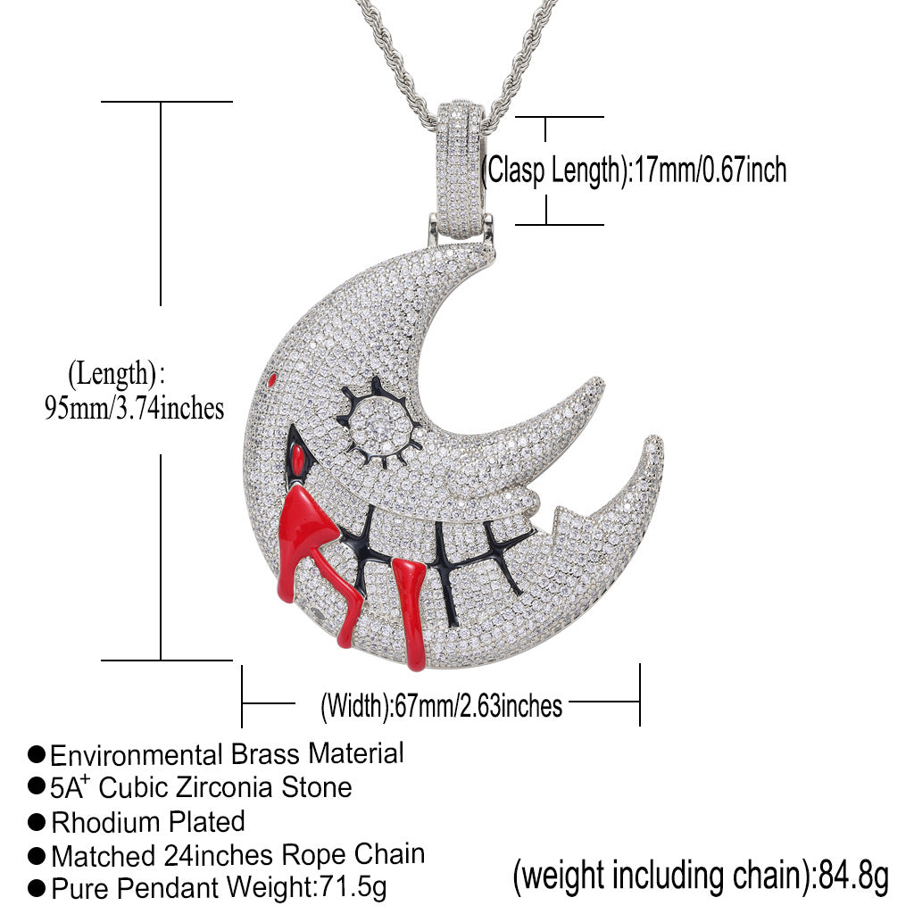 European American Necklace Hiphop Moon Pendant Necklace Trippie Redd Same Exaggerated Funny Hip Hop Necklace Jewelry