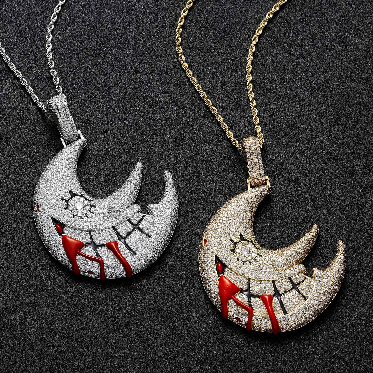 European American Necklace Hiphop Moon Pendant Necklace Trippie Redd Same Exaggerated Funny Hip Hop Necklace Jewelry