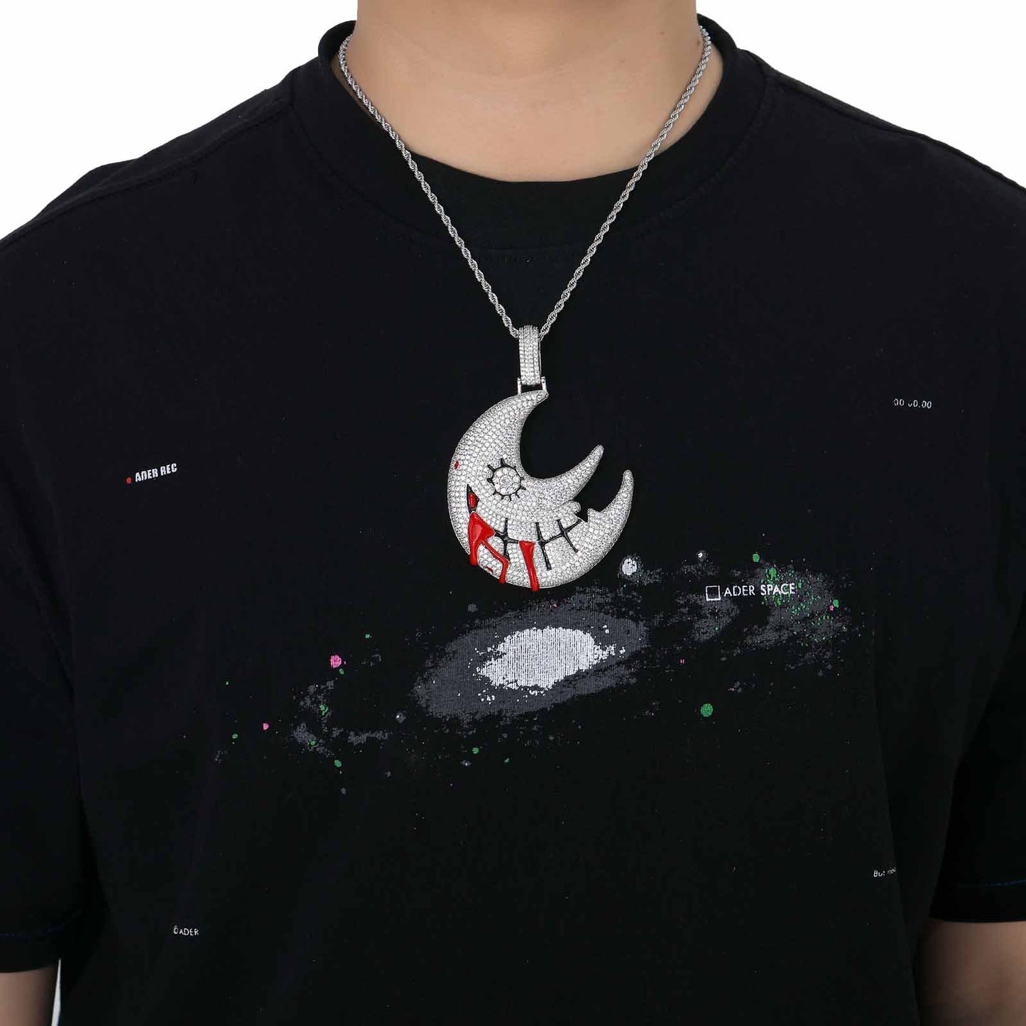 European American Necklace Hiphop Moon Pendant Necklace Trippie Redd Same Exaggerated Funny Hip Hop Necklace Jewelry