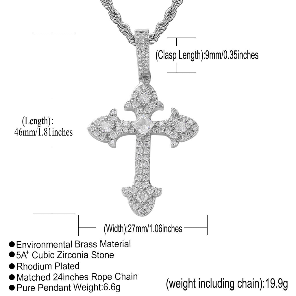 Beautiful Hip Hop Men's Cross Pendant Purple Zircon Personality Simple Fashion Charm Pendant